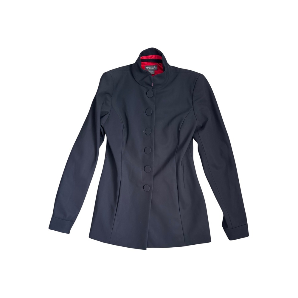 Ameliora The Carmen Silk Lined Mandarin Collar Jacket Black Women's Size 2‎